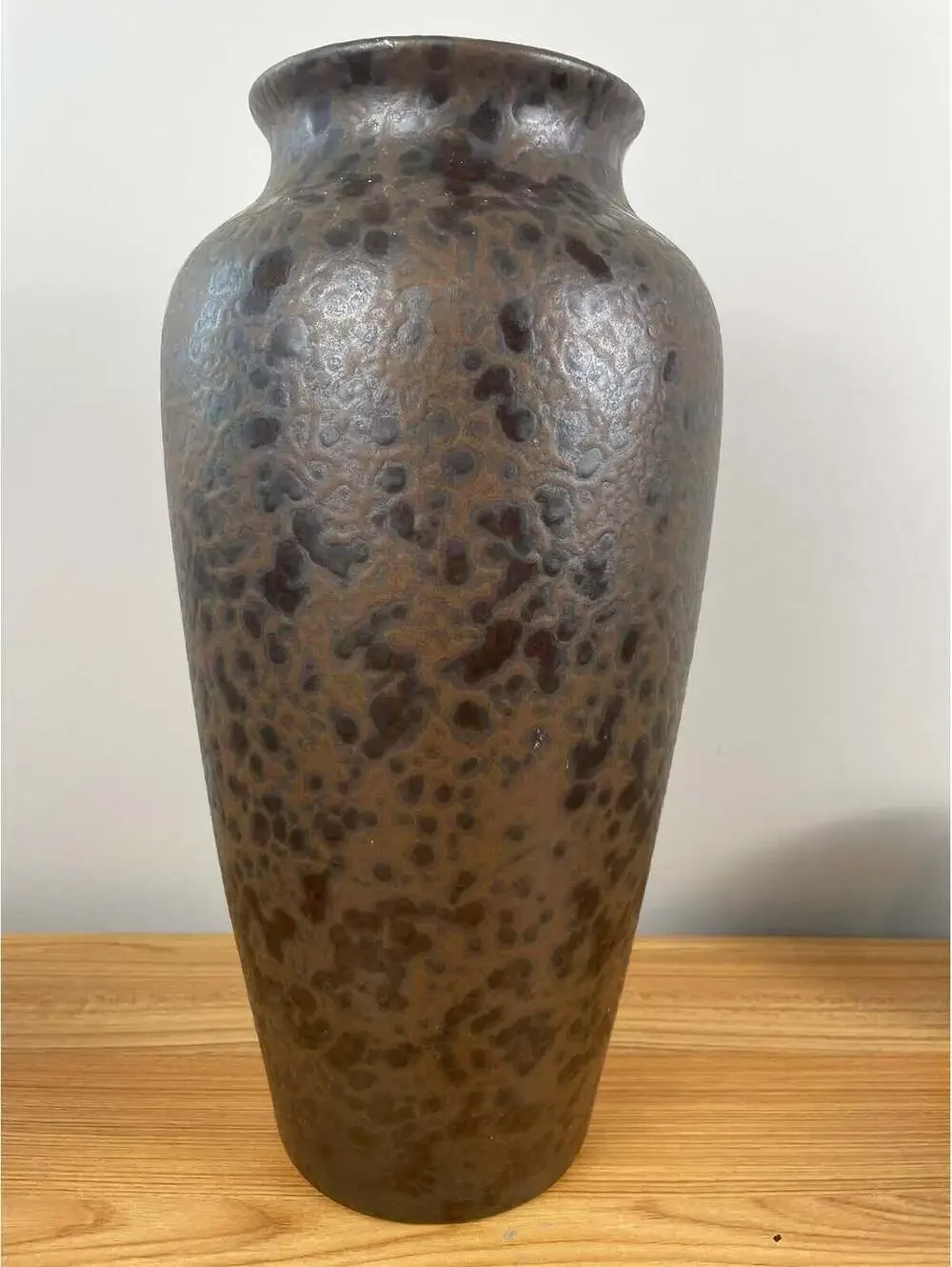 Harris Potteries Chicago IL Tall Brown Mottled Glaze Art Pottery Floor Vase
